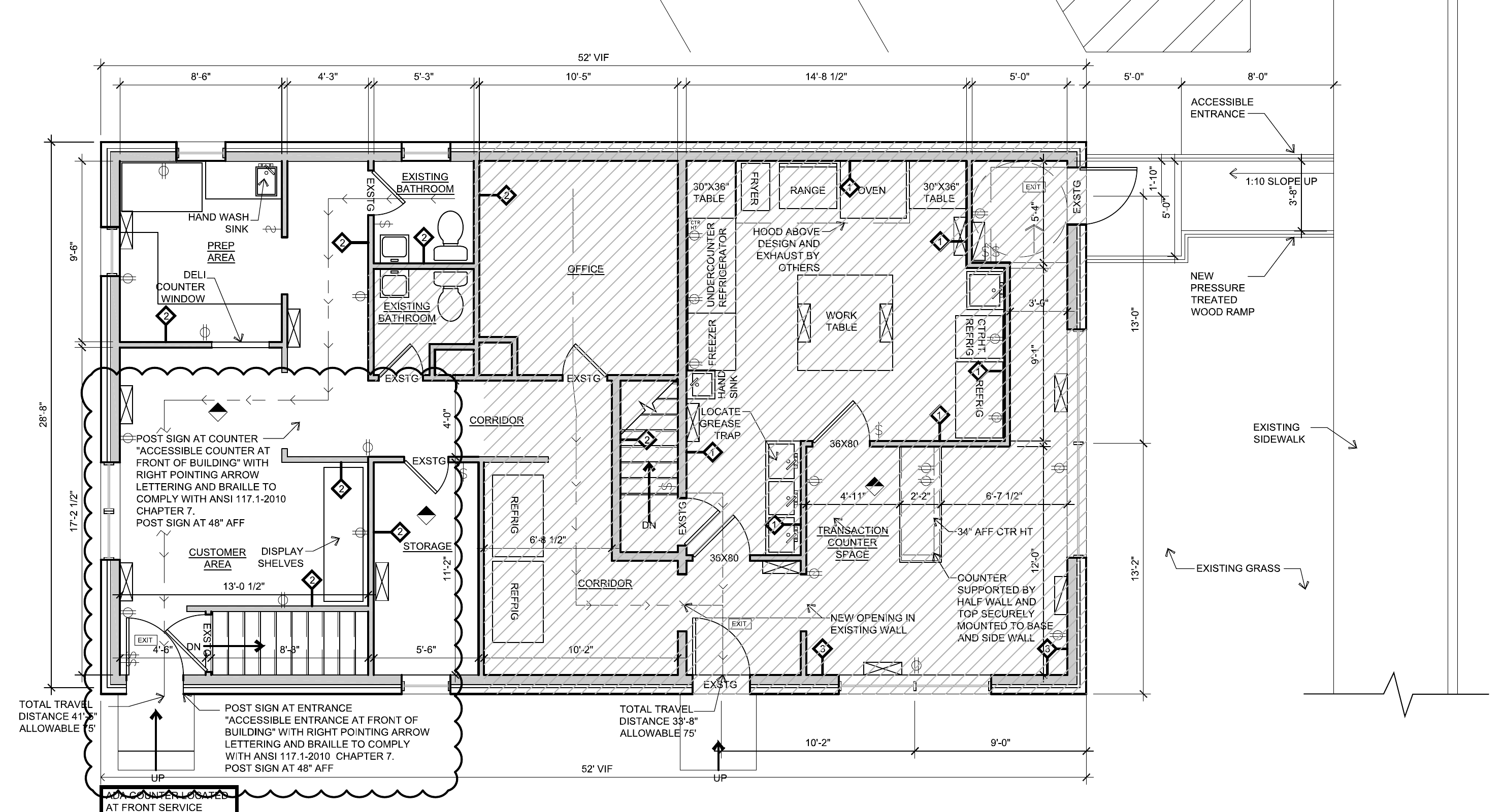 Historic main-level plan showing the proposed front and rear partial lease areas